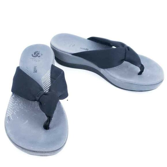 Clarks Cloudsteppers Arla Gibson Flip Flop Sandal 7M Wedge Sandal Comfort Shoe - Picture 1 of 6